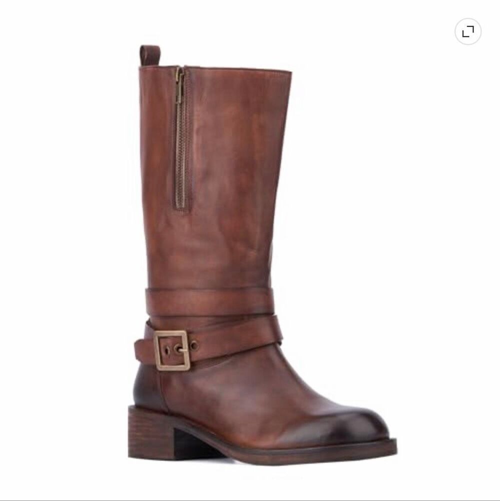 Vintage Foundry Co. Women's Phillipa Leather Mid-Calf Boots Brown Size 10 NWOT
